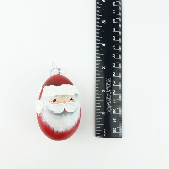 Wood Egg Painted Santa Christmas Ornament Red White - Picture 10 of 12